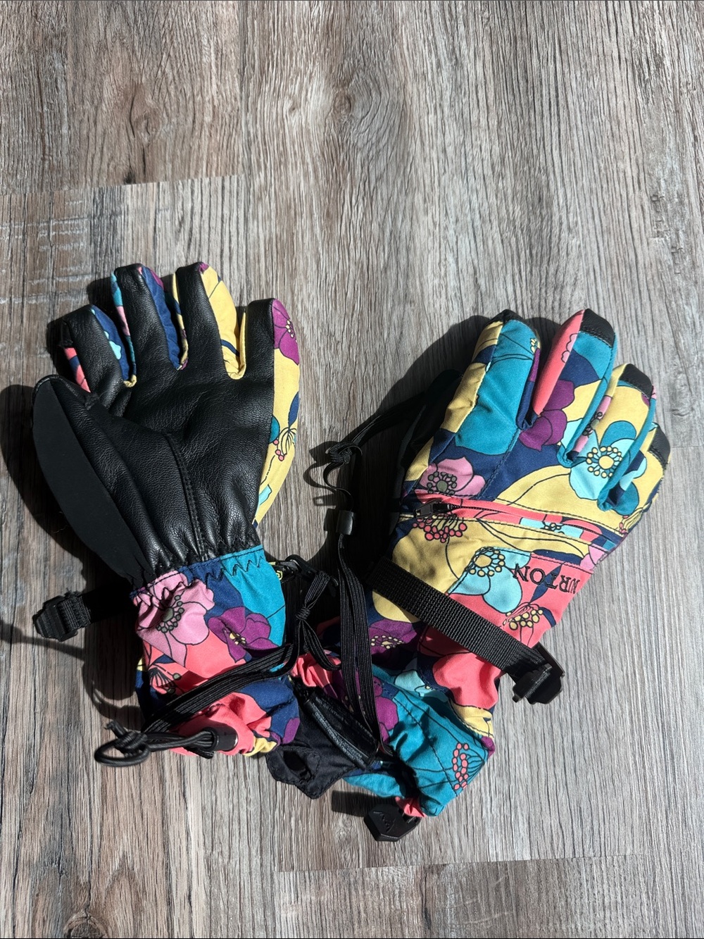 Burton Kids Floral Ski Gloves - Yellow, Blue, Pink, Black